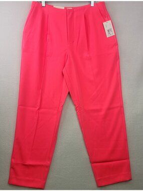 A New Day Tapered Leg High Rise Pants 12 Coral Vibrant Resort Preppy Rockabilly